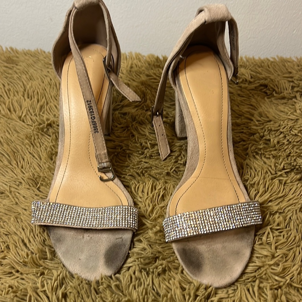 Rhinestone nude catwalk heels